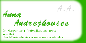 anna andrejkovics business card